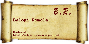 Balogi Romola névjegykártya